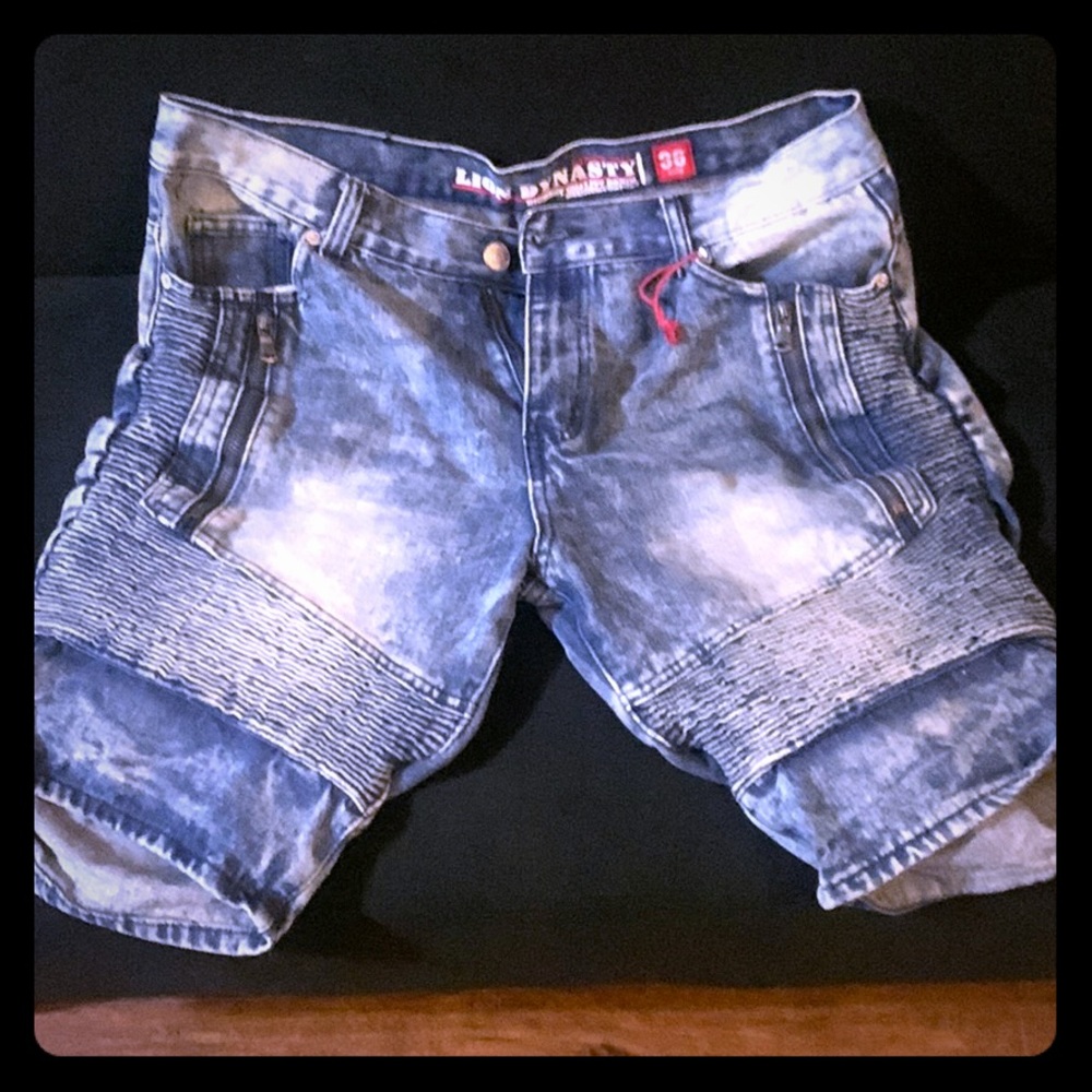 Mens denim shorts.
